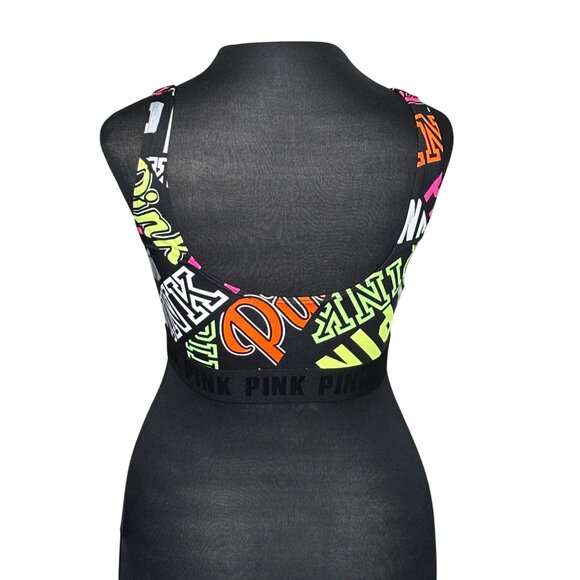 Victorias Secret PINK Ultimate Unlined Sports Bra Neon Print Stretch S/P - Picture 2 of 9